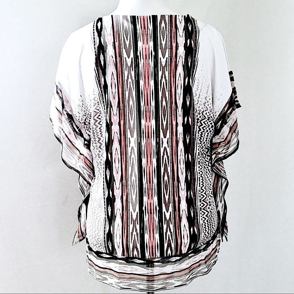 JM COLLECTION Studded Top with Tandoori Geometric Print - Picture 7 of 9